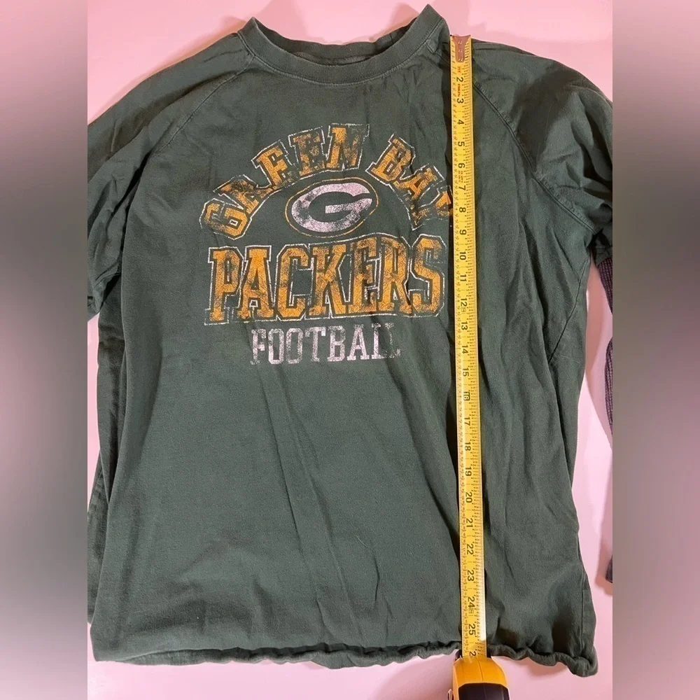 NFL Green Bay Packers green ls tshirt gray waffle Y2K vibe sz XL grunge